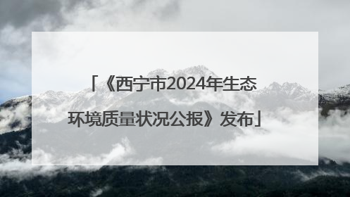 《西宁市2024年生态环境质量状况公报》发布