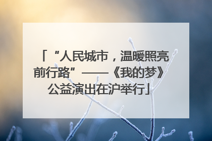 “人民城市，温暖照亮前行路”——《我的梦》公益演出在沪举行
