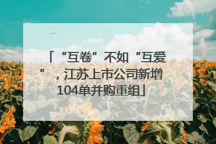 “互卷”不如“互爱”，江苏上市公司新增104单并购重组