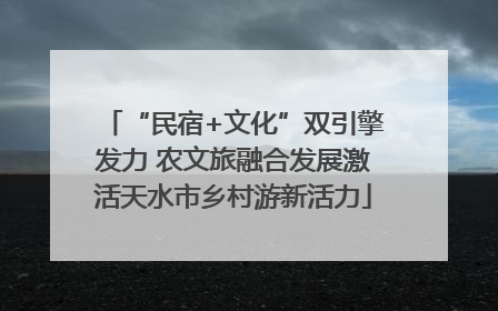 “民宿+文化”双引擎发力 农文旅融合发展激活天水市乡村游新活力