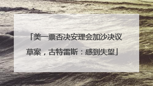 美一票否决安理会加沙决议草案，古特雷斯：感到失望