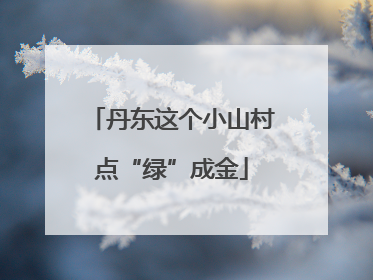 丹东这个小山村点“绿”成金