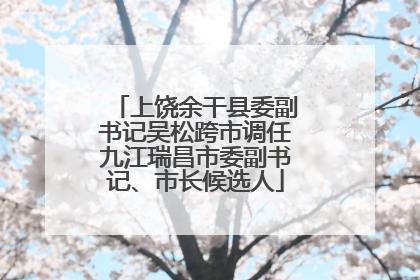 上饶余干县委副书记吴松跨市调任九江瑞昌市委副书记、市长候选人