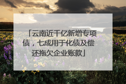 云南近千亿新增专项债，七成用于化债及偿还拖欠企业账款