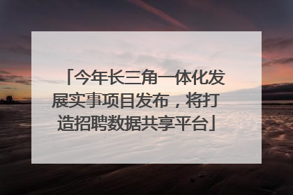 今年长三角一体化发展实事项目发布，将打造招聘数据共享平台