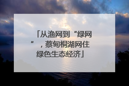 从渔网到“绿网”，蔡甸桐湖网住绿色生态经济