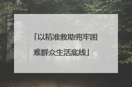 以精准救助兜牢困难群众生活底线