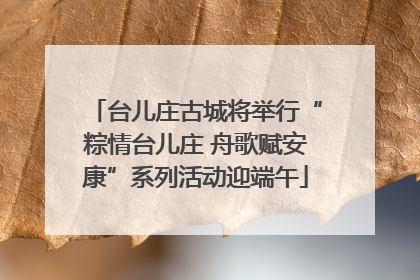 台儿庄古城将举行“粽情台儿庄 舟歌赋安康”系列活动迎端午