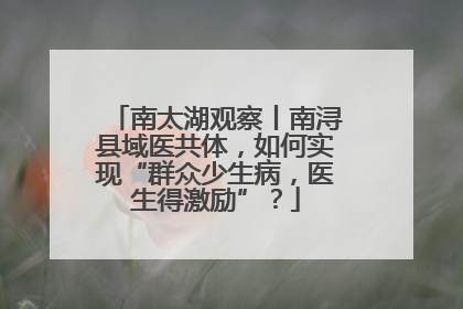南太湖观察丨南浔县域医共体，如何实现“群众少生病，医生得激励”？