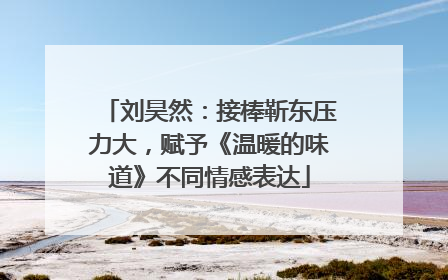 刘昊然：接棒靳东压力大，赋予《温暖的味道》不同情感表达