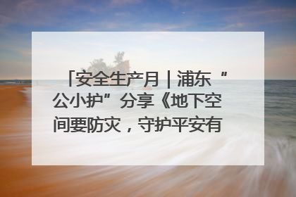 安全生产月｜浦东“公小护”分享《地下空间要防灾，守护平安有我在》安全谣