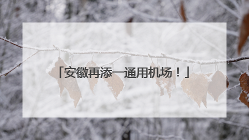 安徽再添一通用机场！