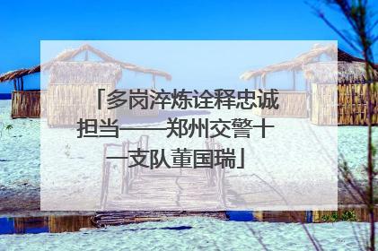 多岗淬炼诠释忠诚担当——郑州交警十一支队董国瑞