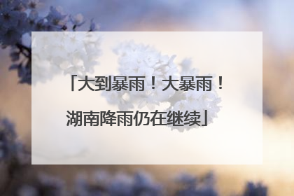 大到暴雨！大暴雨！湖南降雨仍在继续