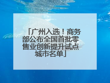 广州入选！商务部公布全国首批零售业创新提升试点城市名单