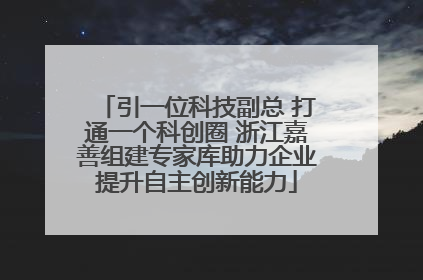 引一位科技副总 打通一个科创圈 浙江嘉善组建专家库助力企业提升自主创新能力