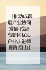 推动成德眉产业协同发展 成都高新区优质企业走进德阳和眉山