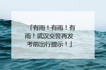 有雨！有雨！有雨！武汉交警再发考前出行提示！