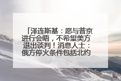 泽连斯基：愿与普京进行会晤，不希望美方退出谈判！消息人士：俄方停火条件包括北约“书面”保证不东扩