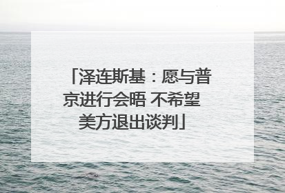泽连斯基：愿与普京进行会晤 不希望美方退出谈判