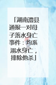湖南澧县通报一对母子落水身亡事件：均系溺水身亡，排除他杀