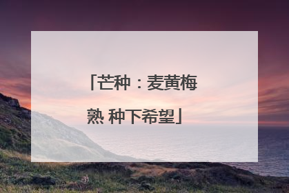 芒种：麦黄梅熟 种下希望