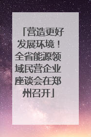 营造更好发展环境！全省能源领域民营企业座谈会在郑州召开