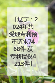 辽宁：2024年共受理专利预审请求7468件 获专利授权4213件