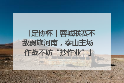 足协杯｜蓉城联赛不敌弱旅河南，泰山主场作战不妨“抄作业”