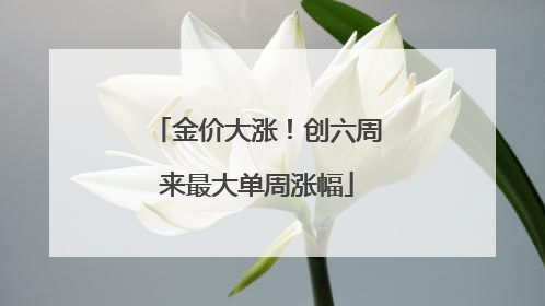 金价大涨！创六周来最大单周涨幅