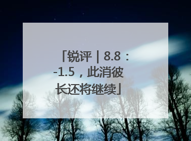 锐评｜8.8：-1.5，此消彼长还将继续