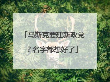 马斯克要建新政党？名字都想好了