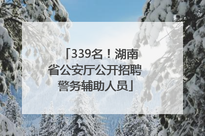 339名！湖南省公安厅公开招聘警务辅助人员
