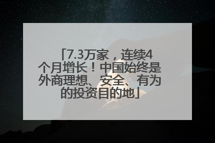 7.3万家，连续4个月增长！中国始终是外商理想、安全、有为的投资目的地